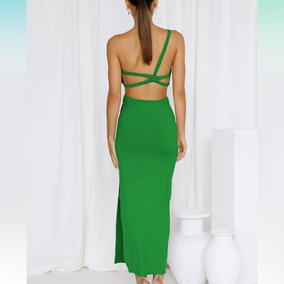 ANRABESS Women’s Summer One Shoulder Sleeveless Maxi Dress - Picture 2 of 4